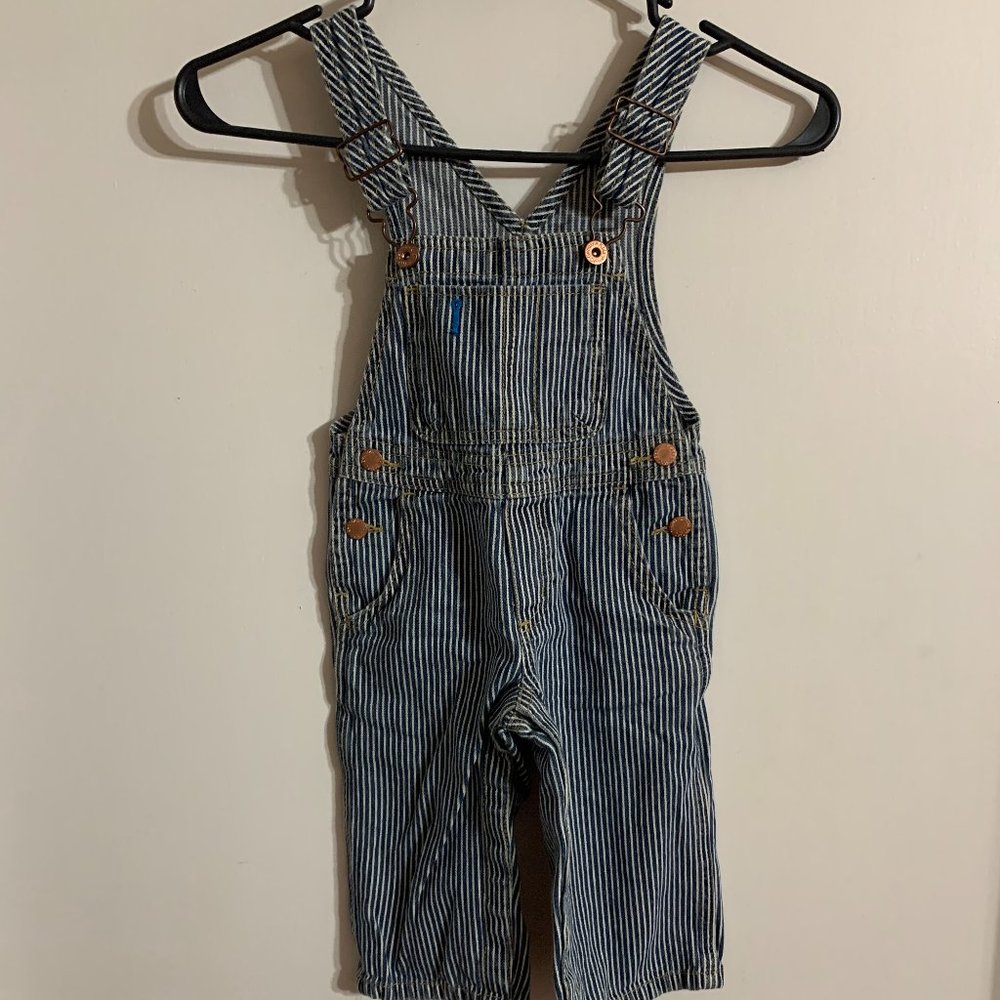 Blue&White Striped Denim Overalls